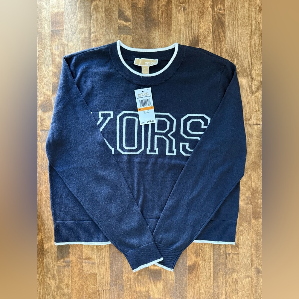 Michael Kors Navy Blue Logo Sweater Size Small